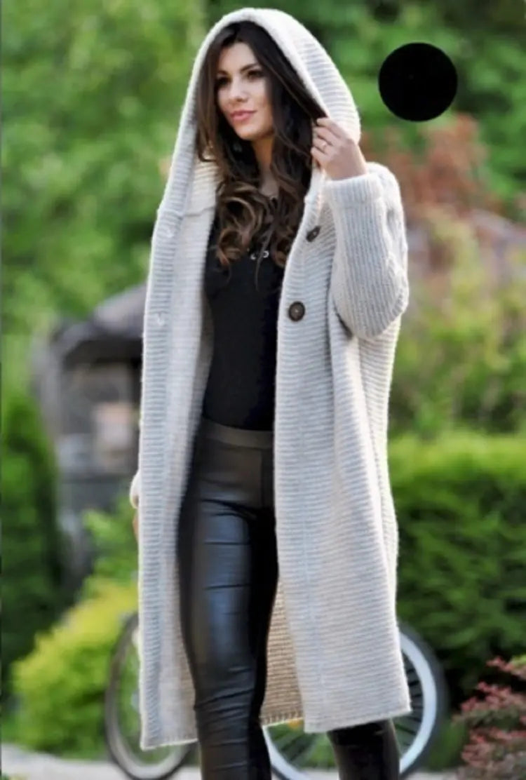 Women's Stylish Hooded Sweater Cardigan Jacket