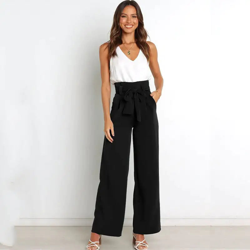 Elegant Women’s Ice Silk Wide-Leg Pants