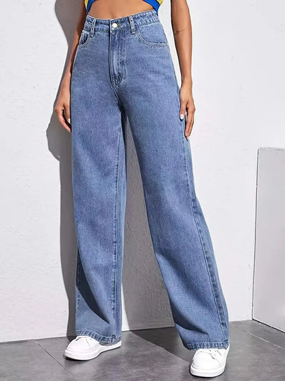 Casual Wide Leg High Rise Denim